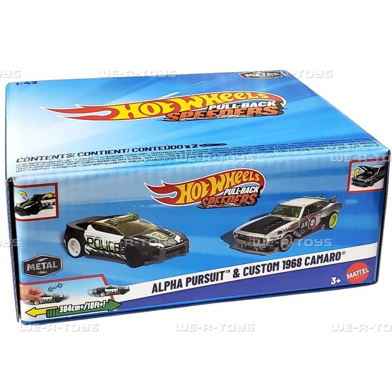 Hot Wheels Pull-Back Speeders Alpha Pursuit & Custom 1968 Camaro