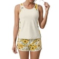 thumbnail image 4 of JULMCOMO Tankini Swimsuits for Women Sunflower Print Crew Neck Drawstring Sporty Bathing Suits Summer Vacation Two Piece Swimsuit Complexion 2XL, 4 of 6