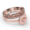thumbnail image 2 of Beautiful 2.10 Carat Round Cut Morganite And Diamond Moissanite Engagement Ring, Floral Halo Wedding Ring, Two Matching Band in 18k Rose Gold Plating, Bridal Rings, Gift For Her,Promise Ring, 2 of 4