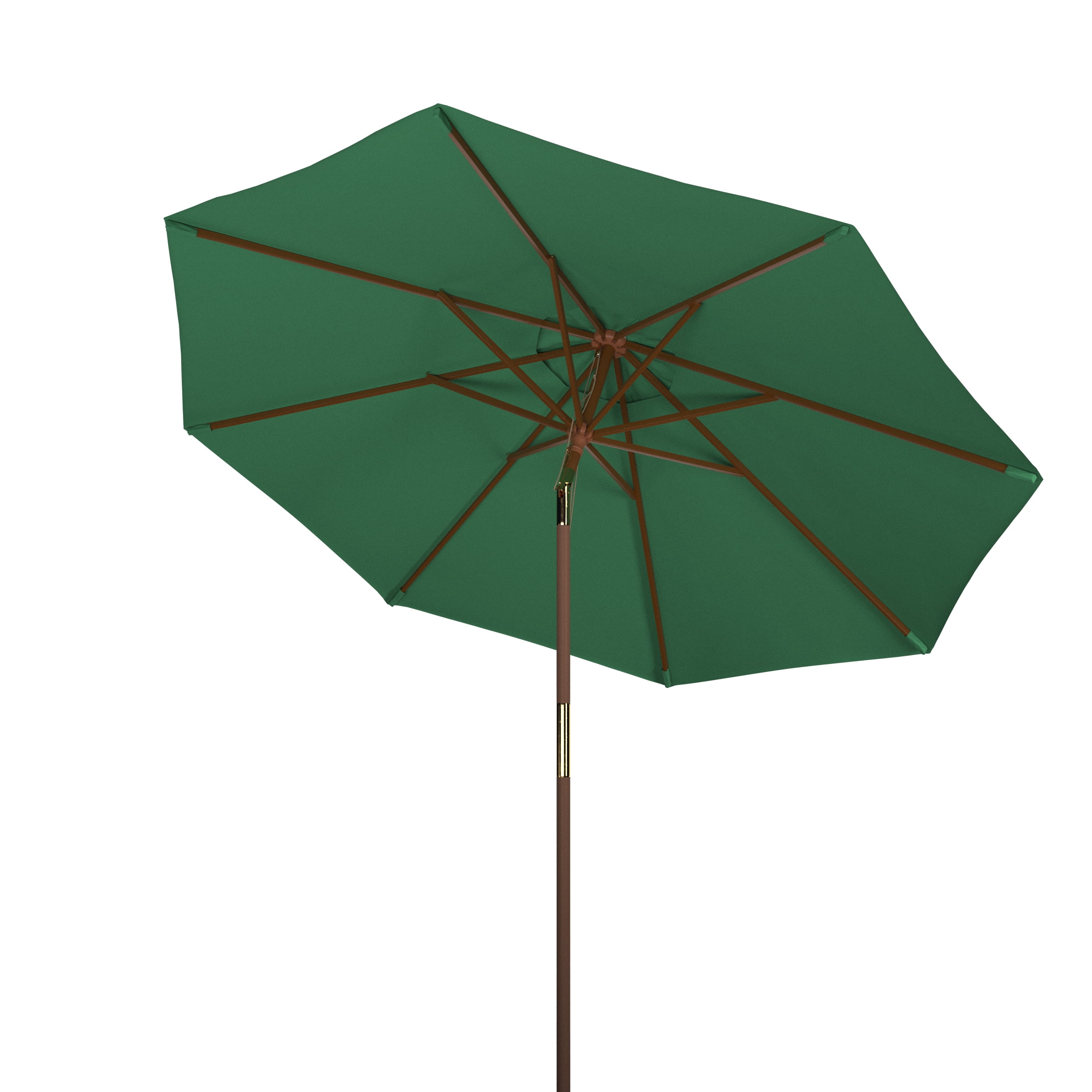 SAFAVIEH Cannes 9' Market Push Wooden Patio Umbrella, Hunter Green