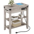 thumbnail image 1 of Bingirl Table d'Appoint Rustique Gris : Dessus Rabattable avec Ports USB, Prises, Tiroir et Étagères de Rangement pour Salon, 1 of 8