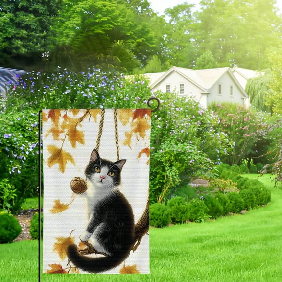 Cat Garden Flag Black Cat Garden Flag Fall Outside Outdoor House Decoration