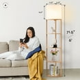 thumbnail image 6 of ATAMIN Alvis Edge Tall Standing Modern Corner Floor Lamp with Shelves, Decorative Floor Lamp, Natural Wood, 72", 6 of 6