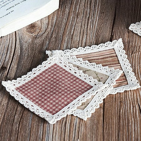 - 3pcs Square Coaster Grid Stripe Pattern Cotton Woven Edge Insulation Coffee Tea Drinks Mats Dining Table Kitchen Home Decor