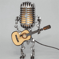 thumbnail image 2 of Retro Style Vintage Microphone Robot Desk Lamp, Vintage Microphone Robot Touch Dimmer Lamp Table Lamp Red, 2 of 7