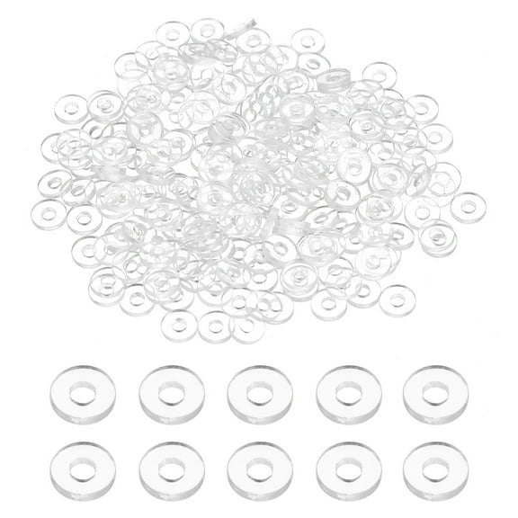 240Pcs M2 Flat Washers 2mm ID 5mm OD 1mm Thick Plain Washer Grommets Plastic Sheet Gasket Fastener Sealing Spacer Gasket Ring Water Hose Washers, Clear
