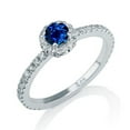 thumbnail image 2 of 1.50 carat Round Cut Sapphire and Diamond Halo Engagement Ring in 10k White Gold, 2 of 2