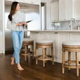 thumbnail image 6 of Maven Lane Pullman Backless Bar Stool in Weathered Oak Finish w/ Sand Color Fabric Upholstery, 6 of 7