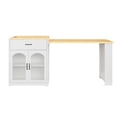 thumbnail image 3 of Noble House Extendable Counter Table with Wheels & Power Outlet,White+Natural, 3 of 9