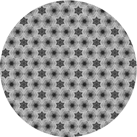 Ahgly Company Indoor Round Patterned Gray Cloud Gray Area Rugs, 8' Round