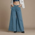 thumbnail image 2 of Mepaouo Wide Leg Pants for Women Low Waisted Palazzo Baggy Denim Jeans Y2K Loose Trousers(Blue,S), 2 of 9