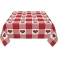 thumbnail image 3 of Valentine''s Day Tablecloth 60x60 Inch Square, Red Checkered Love Hearts Table Cloth, Valentines Tablecloths Polyester Fabric Farmhouse Decorative for Valentine Wedding Home Kitchen Dining Party, 3 of 7