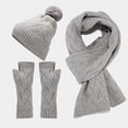 thumbnail image 2 of MIASHUI Unisex Autumn Winter Outdoor Cold Protection Warm Hat, Gloves, and Scarf Three-Piece Set, Solid Color Knit Scarf Set Grey, 2 of 6