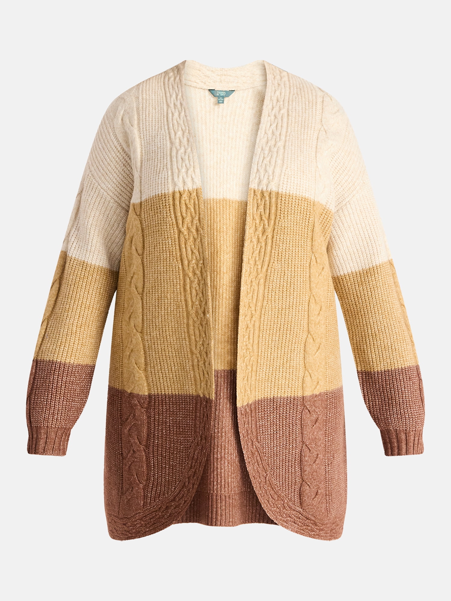 Terra & Sky Women's Plus Open Front Cardigan Sweater, Midweight, Size 1X-5X