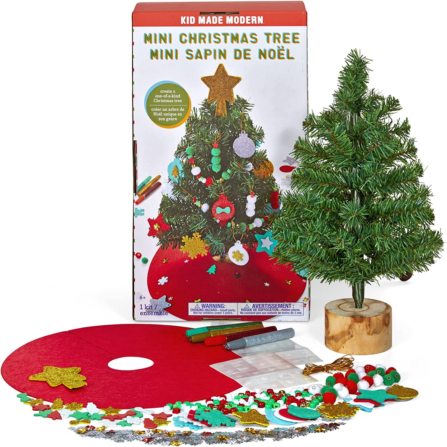 Kid Made Modern Mini Christmas Tree Kit, Red/Green,18.5″
