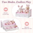 thumbnail image 4 of ROBUD Wooden All-in-One Baby Doll Doll Bunk Bed Sofa with Mattress, Quilts & Pillows, 18 Inch Doll Furniture with Realistic Details for Pretend Play, Fits Dolls Up to 20 in, Pink for Kids 3+, 4 of 6