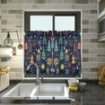 thumbnail image 4 of Yayeee Kitchen Curtains Light Filtering 27"x24" Rod Pocket Short Cafe Window Panel, Dark Blue Christmas, 4 of 7