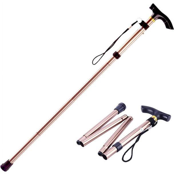 1 pieza Mango de bastón ajustable y plegable, mango de bastón liviano, bastón de ayuda para caminar de aleación, bastón retráctil antideslizante con mango, bastón equilibrado, bastón de viaje plegable