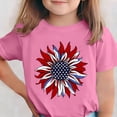thumbnail image 2 of Yeaiivve Toddler Girls 4th of July T Shirts USA Flag Sunflower Graphic Tees Holiday Casual Short Sleeve Patriotic Tee Breathable Summer Tops Pink 110, 2 of 7