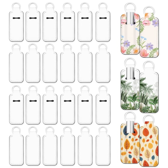 30Pcs Sublimation Chapstick Holder Blank Neoprene Sublimation Lipstick Holder Keychain with Key Ring for Women Girls DIY