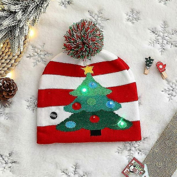 Christmas Hats Flash Light Up Knitted Hat Adult Child Santa Hat With Led Light New Year Party Christmas Party Gifts