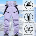 thumbnail image 6 of QATAINLAV Women's Snow Pants Waterproof Windproof Insulated Snowboarding Ski Bib Pants with Detachable Suspenders, Purple, S, 6 of 8