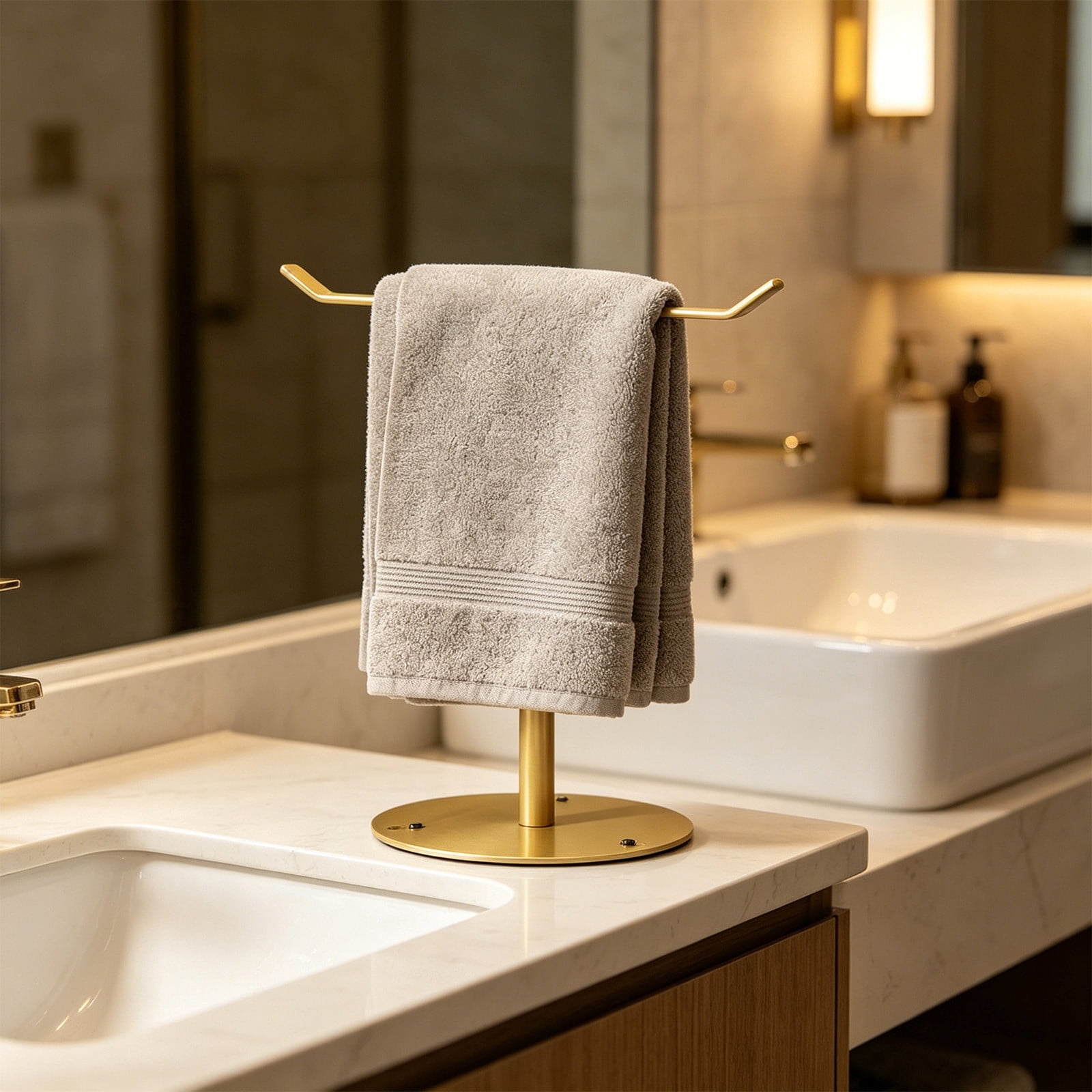 Rust Base Outside Metal Towel Rack for Bathroom or Kitchen, Desktop Paper Towel Bar Stand ...