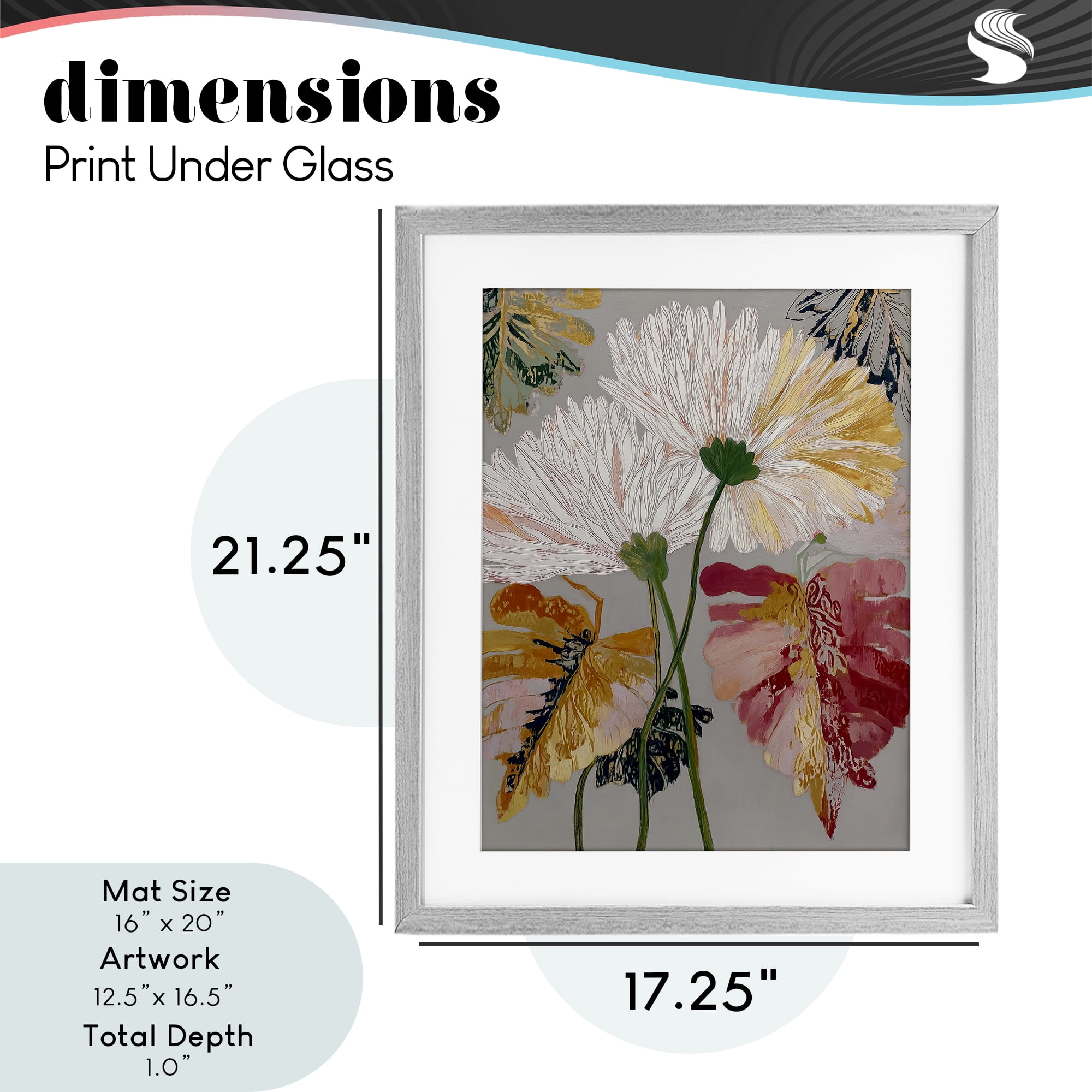 Playful Assumptions Flowers Gray Framed Print Under Glass, design by Annabelle Hall