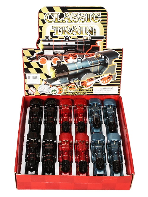 Classic Pullback Train w/ Lights and Sounds Diecast Package Box of 12