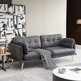 thumbnail image 2 of Leumius 3 Seat Sofa Couch with Gold Metal Legs, Linen Fabric Upholstered Loveseat Couches, Gray, 2 of 6