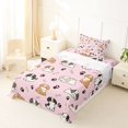 thumbnail image 3 of Manfei Kawaii Dog Twin Sheets, Puppy Paw Print Bedding, Pink, 3pcs, 1 Flat Sheet, 1 Fitted Sheet and 1 Pillowcase, 3 of 6