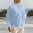 thumbnail image 6 of GuangCheng Mens Linen Henley Shirts,Long Sleeve,Lightweight,Casual,Breathable,Comfortable,Loose Fit,T Shirts,Light Blue,Size 3XL, 6 of 9