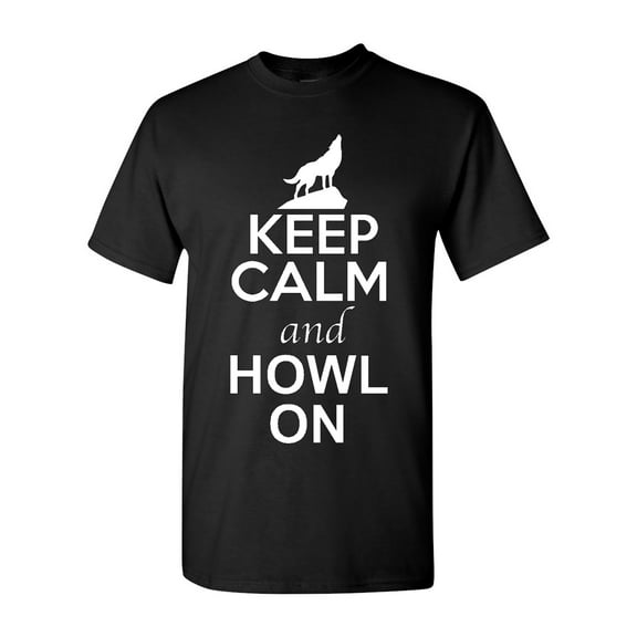 Keep Calm And Howl On Wolves Animal Lover Adult T-Shirt Tee