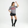 thumbnail image 3 of Women's Gameday Couture Gray Boston University Iconic Edge Rhinestone V-Neck T-Shirt, 3 of 7