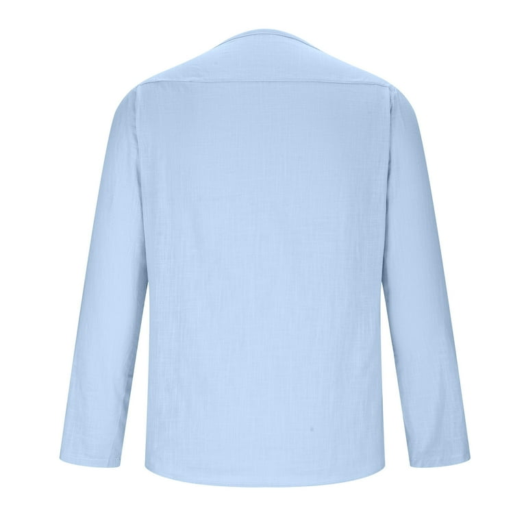 APEXFWDT Men's Casual Loose Fit Solid Round Neck Long Sleeve