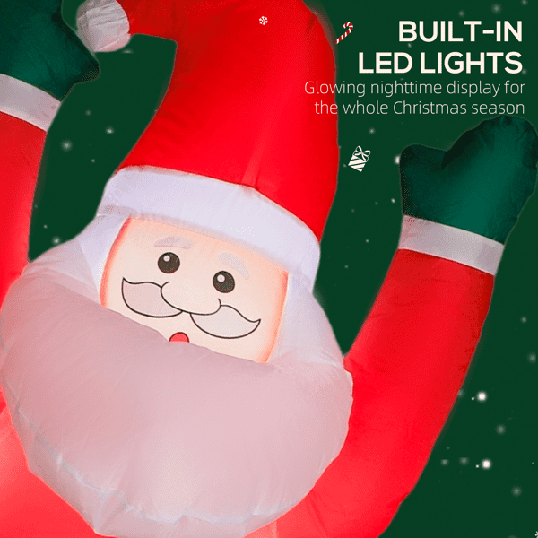 84.3" Inflatable Christmas Decoration - Dog Biting Santa Design, 2 LED Light Arrays, Holiday Yard/Indoor Decor