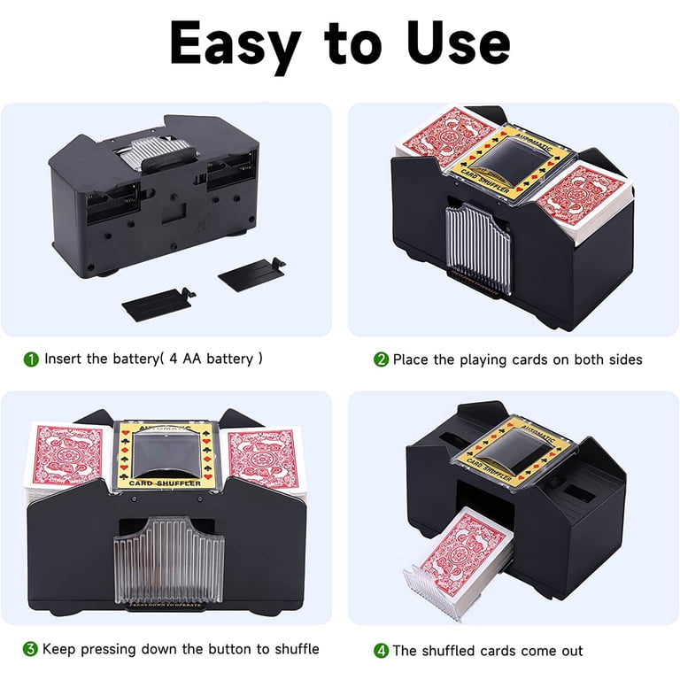 Relaxdays Distributeur de Cartes, avec 4 Jeux, Accessoire Blackjack, Plastique, HxLxP : 10 x 10 x 25 cm, Noir