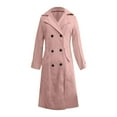 thumbnail image 3 of iOPQO Wool Coat Pea Coats for Women's Outerwear Long Winter Jackets for Women Double Breasted Coat Women Casual Outerwear Elegant Coats for Women Pink 3XL, 3 of 6
