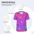 thumbnail image 4 of Balery Pink Purple Glitter Baseball Jersey for Men Casual Button Down Shirts Short Sleeve Active Team Sports Uniform-3X-Large, 4 of 9