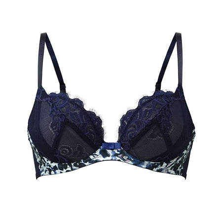 Gossard NAVY PRINT Diana Navy Animal Print Satin Deep Plunge Bra  US 32C  UK 32C