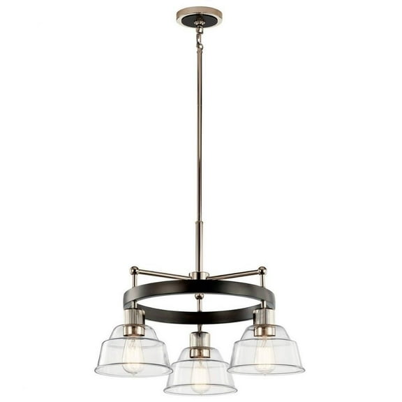 3 Light Small Chandelier in Vintage Industrial Style-17.25 inches Tall and 23.25 inches Wide-Polished Nickel Finish Bailey Street Home 147-Bel-4435984