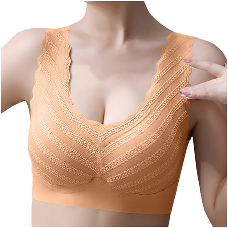 

HOMBOM Cute Sports Bras for Women Wire Free OnePiece Everyday Bras Underwear Orange XXXL