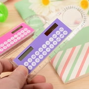 Tomshine 1pc 10cm Ruler Mini Calculator Ultra-thin Solar Energy Multifunction Calculator for Children School Office Supplies, Random Color