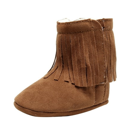 

2DXuixsh Size 12 Boy Boots Boots Baby Cotton Tassels First Girls Soft Warm Shoes Plush Walkers Snow Baby Shoes Size 4 Baby Girl Boots Plush Brown 12