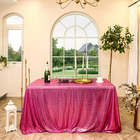 

FYLEDAEE Sequin Tablecloth Rectangular Fuchsia 50X