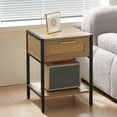thumbnail image 4 of Homhougo Rattan End Table with 1 Drawer &Open Shelf, Modern Nightstand, Side Table for Living Roon, Bedroom, 4 of 9
