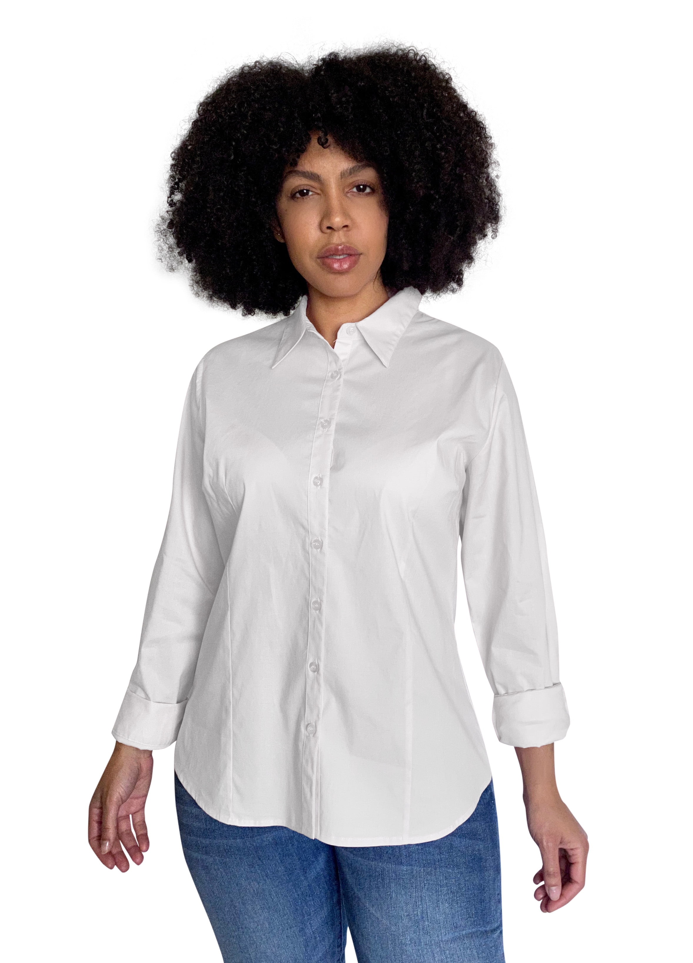 Pier 17 - Pier 17 - Women's Plus Size Button Down Shirts | Professional Full Sleeve - Walmart