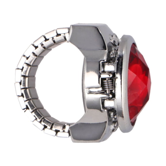 LULULION Quartz Watch Oval Watch Women Finger Watch Red Alloy 1Pack Timekeeping Decoration