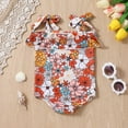 thumbnail image 2 of ZHUASHUM 1 Piece Bikini Swimwear For Toddler Girls Summer Ruffles Flowers Prints Beach Onesie Swimsuithot Pink,Size12-18 Months, 2 of 9
