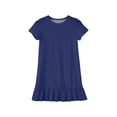 thumbnail image 6 of OIOLOYJM Girls Dress Ruffled Flutter Sleeve Crew Neck Cute Printing Casual A-Line Dresses Summer Vacation Going Out Dresses Dark Blue 3-4 Year, 6 of 6